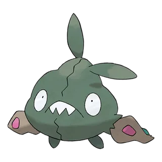 Trubbish, the Trash Bag Pokemon, in official Pokedex artwork.