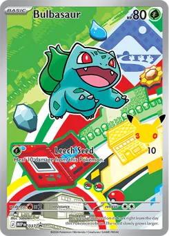 Bulbasaur promo card number 037 from the First Partner Illustration Collection Series 1, Kanto region, illustrated by Saboteri