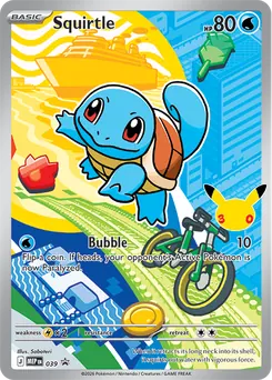 Squirtle promo card number 039 from the First Partner Illustration Collection Series 1, Kanto region, illustrated by Saboteri