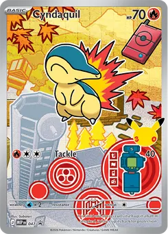 Cyndaquil promo card number 047 from the First Partner Illustration Collection Series 2, Johto region, illustrated by Saboteri