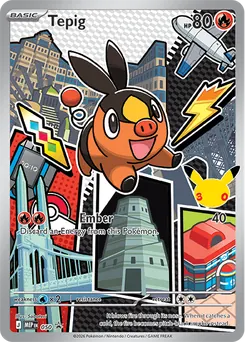 Tepig promo card number 050 from the First Partner Illustration Collection Series 2, Unova region, illustrated by Saboteri