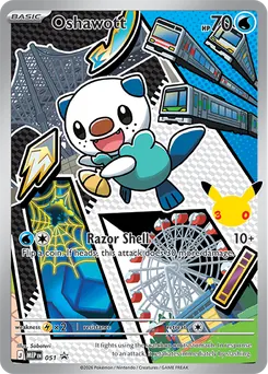 Oshawott promo card number 051 from the First Partner Illustration Collection Series 2, Unova region, illustrated by Saboteri