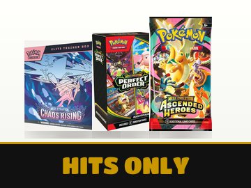 Sealed Chaos Rising Elite Trainer Box, Perfect Order Booster Bundle and Ascended Heroes Booster Pack, on the Hits Only cover