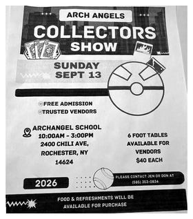 Flyer for Arch Angels Collectors Show, September 13, 2026. Opens larger
