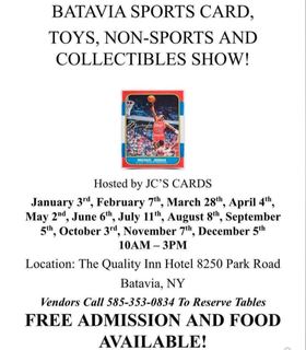 Flyer for Batavia Sports Card, Toys & Collectible Show, November 7, 2026. Opens larger