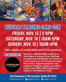 Flyer for Buffalo Trading Card Con, November 13, 2026. Opens larger