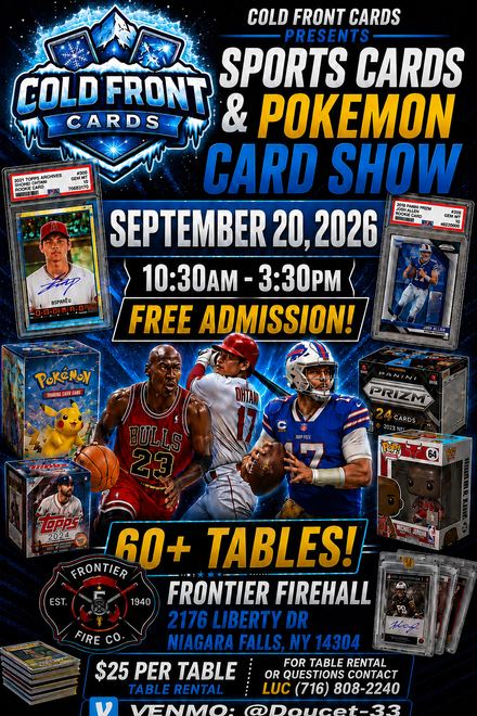 Flyer for Cold Front Cards Show, September 20, 2026