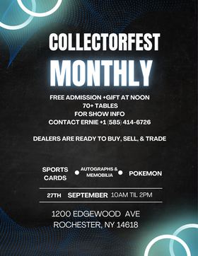 Flyer for CollectorFest Monthly, September 27, 2026. Opens larger