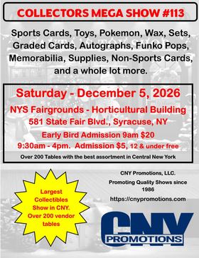 Flyer for Collector's Mega Show #113, December 5, 2026. Opens larger